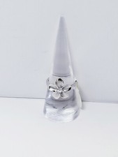 925 Sterling Silver Plumeria Flower Ring with Cubic Zirconia sz 7 3g T.W.
