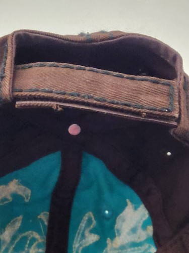 Way West Juniors Stitched Aztec Cross Distressed Hat Brown & Teal - Picture 7 of 9