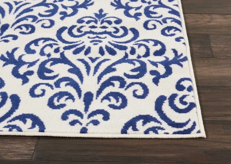 Nourison Grafix Vintage White/Blue 7'10" x 9'10" Area -Rug, Easy -Cleaning, - Image 3 of 4