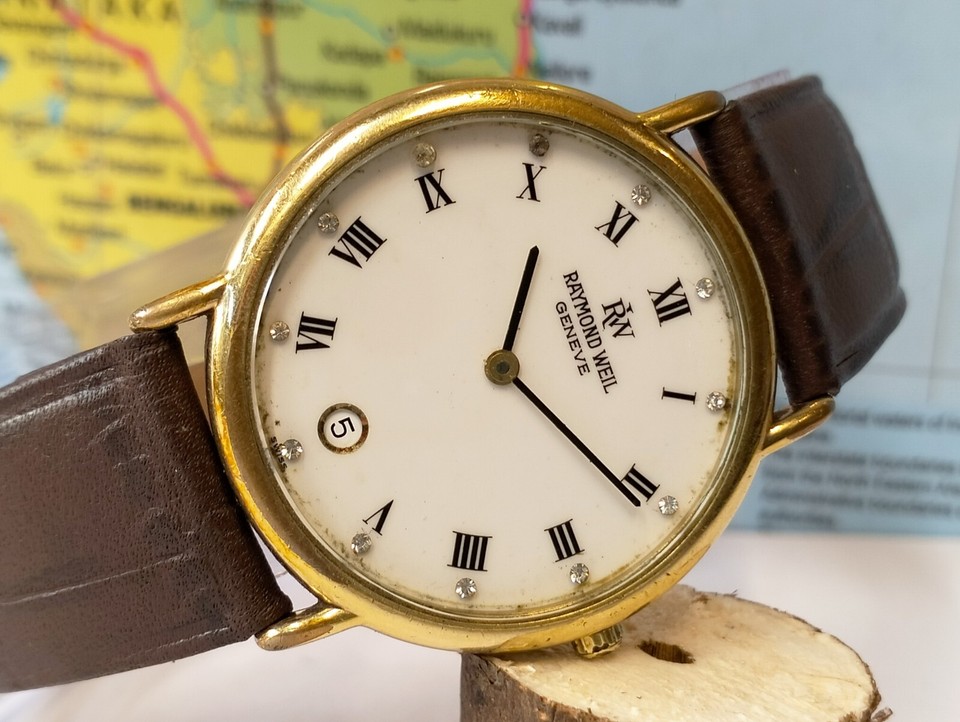 Raymond Weil Men's 31mm Vintage 18k Gold Plated White 9124-2