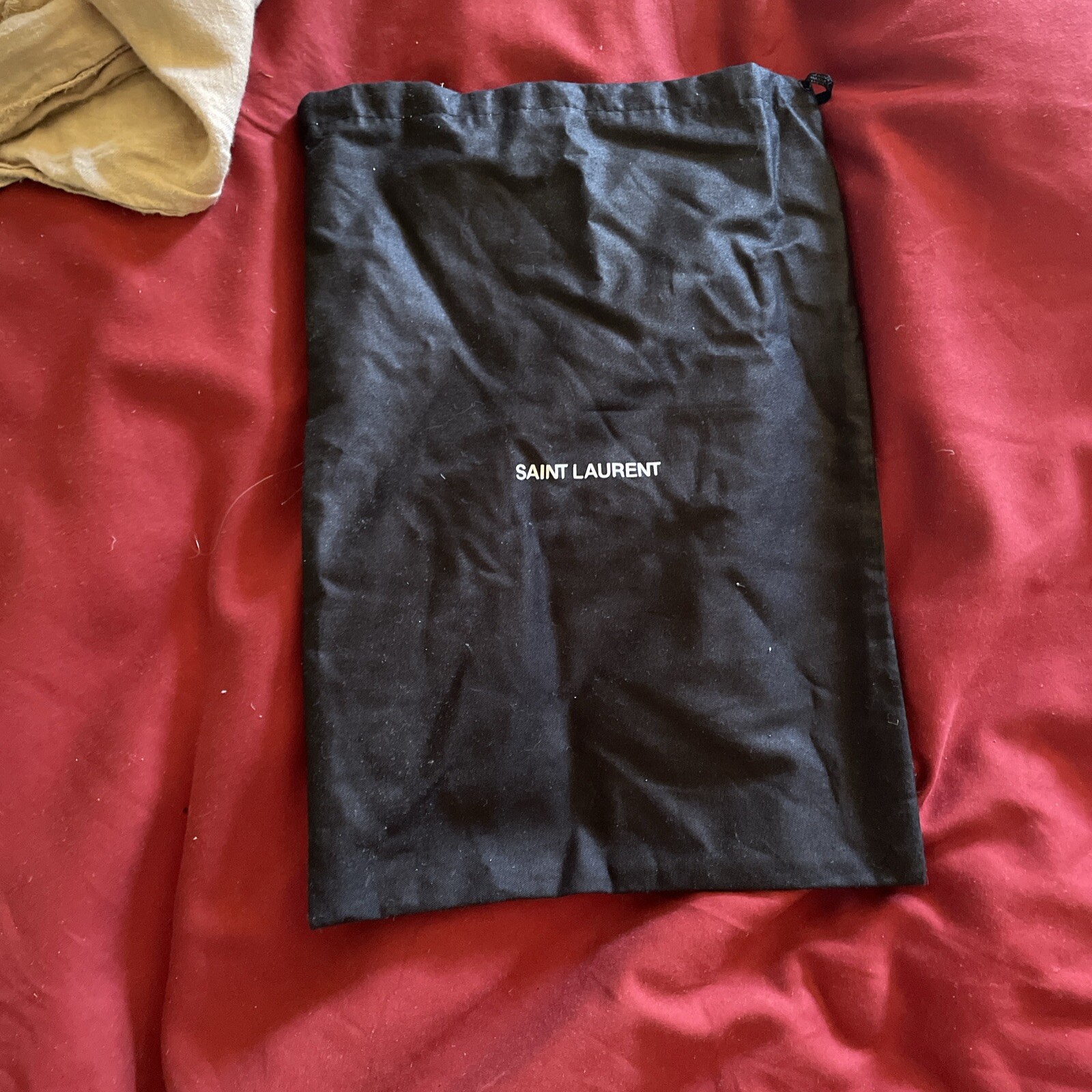 Saint Laurent Sacchetto antipolvere foderato in tessuto nero 10 x 14 con coulisse di design