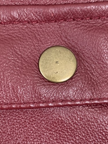 Newport News Womens Jacket Size 16 Burgundy Leather Zip Snap 6 Pockets Lined - Picture 9 of 12