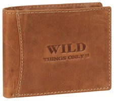 Wild Things Only !!! echt Leder Portemonnaie Geldbörse Herren Querformat Cognac