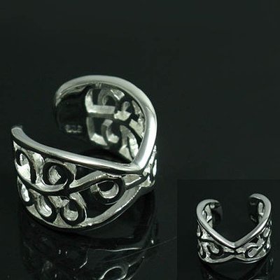 Offener Silberring ''Two Round Flowers'' - Versand aus Frankreich am selben Tag