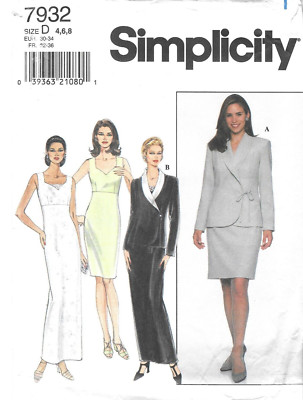 Uncut Simplicity Sewing Pattern # 7932 Misses Lined Jacket and Dress Size: 4-6-8
