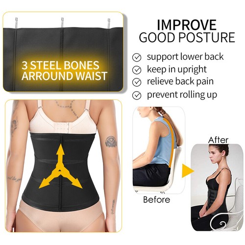 Women Sweat Sauna Yoga Waist Corset Trainer Body Shaper Trimmer Belt Weight Loss - Picture 6 of 23