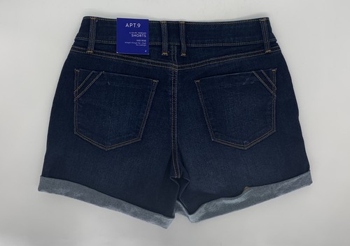 Apt 9 Blue Denim Mid Rise Rolled Cuff Stretch Casual Shorts Size 4 For Women - Picture 3 of 5