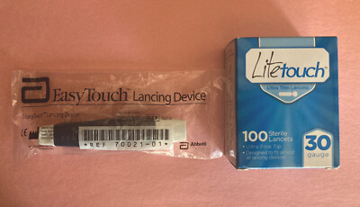 EasyTouch Lancing Device - MediSense - Blue **RARE** + 100 30G Lancets