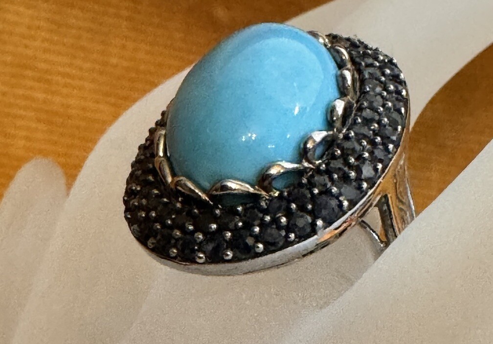 Turquoise BOLD Statement Dome Ring Oval Sterling … - image 6