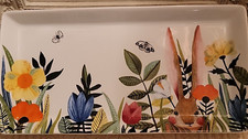Pier 1 Modern Floral Bunny Serving Tray Platter 13 1/4" x 6 3/4"