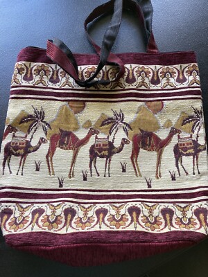 Beautiful Turkish Tapestry Shoulder Bag Camels Desert  Lined TET Maroon, Cream