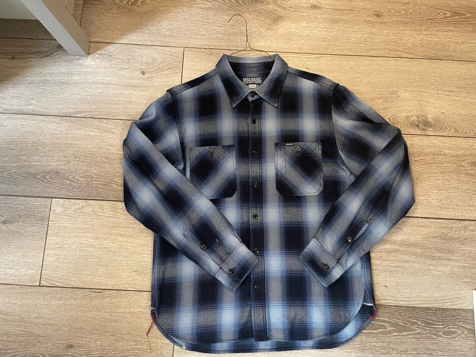 IHSH 277 9oz XXL Indigo Flannel Shirt Iron Heart eBay