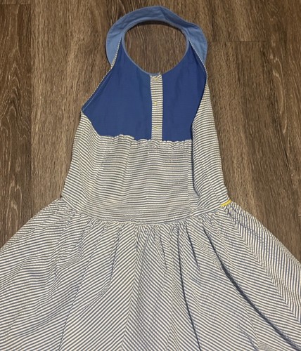 Girl's Mini Boden Stripe Blue and White Kids Dress Size 9/10 - Picture 5 of 6
