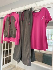 Women s Reebok Breast Cancer Zip-up Hoodie, Sweatpants, and t-shirt Set
