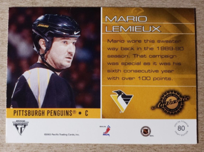 2001-02 Pacific Private Stock Mario Lemieux Game Used Jersey