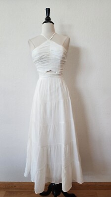 Anthropologie Midi Dress New Size Small XS White Lace Up Wedding Bridal Garden