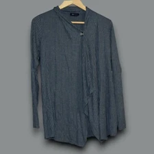 New! AB STUDIO Women's Sz M Charcoal Burrton Wrap Ribbed Lightweight Cardigan