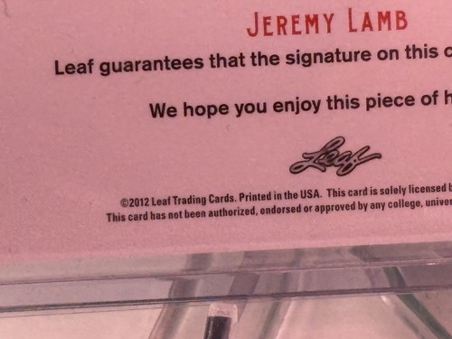 Uconn Basketball Jeremy Lamb 2012 Leaf State Pride Auto 1/10 RC - Legend FOTL - Bild 12 von 12
