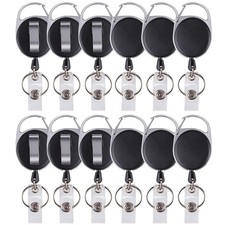 12 Packs Heave Duty Retractable Badge Reels with Carabiner Belt Clip and Key ...