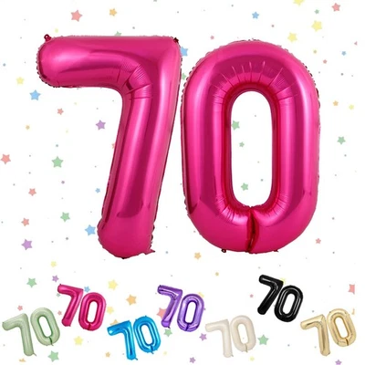 Ballons Anniversaire 70 Rose Chaud, Foil Ballon Numéro Chiffre 70, 101cm Rose... - Photo 1/4