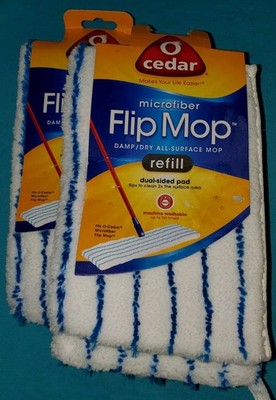 2 NEW O-Cedar Microfiber Flip Mop Refill Surface Area Dust Washable Pad FREE S&H