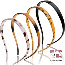 4 Pack Headbands for Glasses Wearers, No Pressure Tortoise Shell Leopard Black