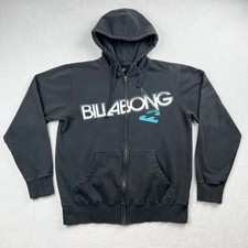 Vintage Billabong Hoodie Mens L Black Full Zip Surf Skate Y2K Spellout