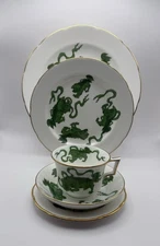 Vintage Wedgewood Fine Bone China Green Chinese Tigers R4501 Place Setting 5pc