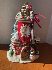 Heather Goldminc Blue Sky Clayworks Village Christmas Shop Tea Light Candle 2012