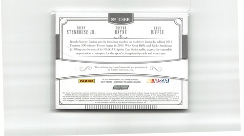 2016 PANINI NATIONAL TREASURES RICKY STENHOUSE JR TREVOR BAYNE GREG BIFFLE 09/25 - Picture 2 of 2