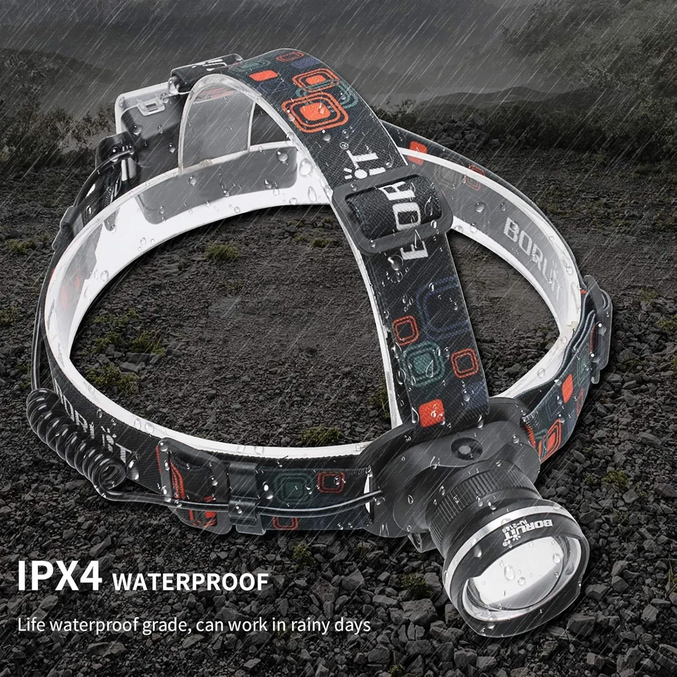 BORUIT RJ-2166 Super Bright LED Headlamp with White Light,3 Modes Adjustable Hea - Image 4 of 4