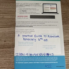 422-EBOOK ACCESS CODE FOR A Practical Guide to Appellate Advocacy 9781543847543