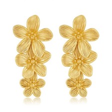 Bohemian Flower Earrings for Women 18K Gold Plated Large Statement Earrings H...