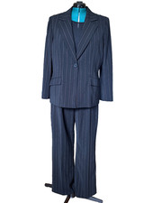 LeSuit Essentials Women's Pant Suit Size 18 Black/Rose Gold Stripes Career 49