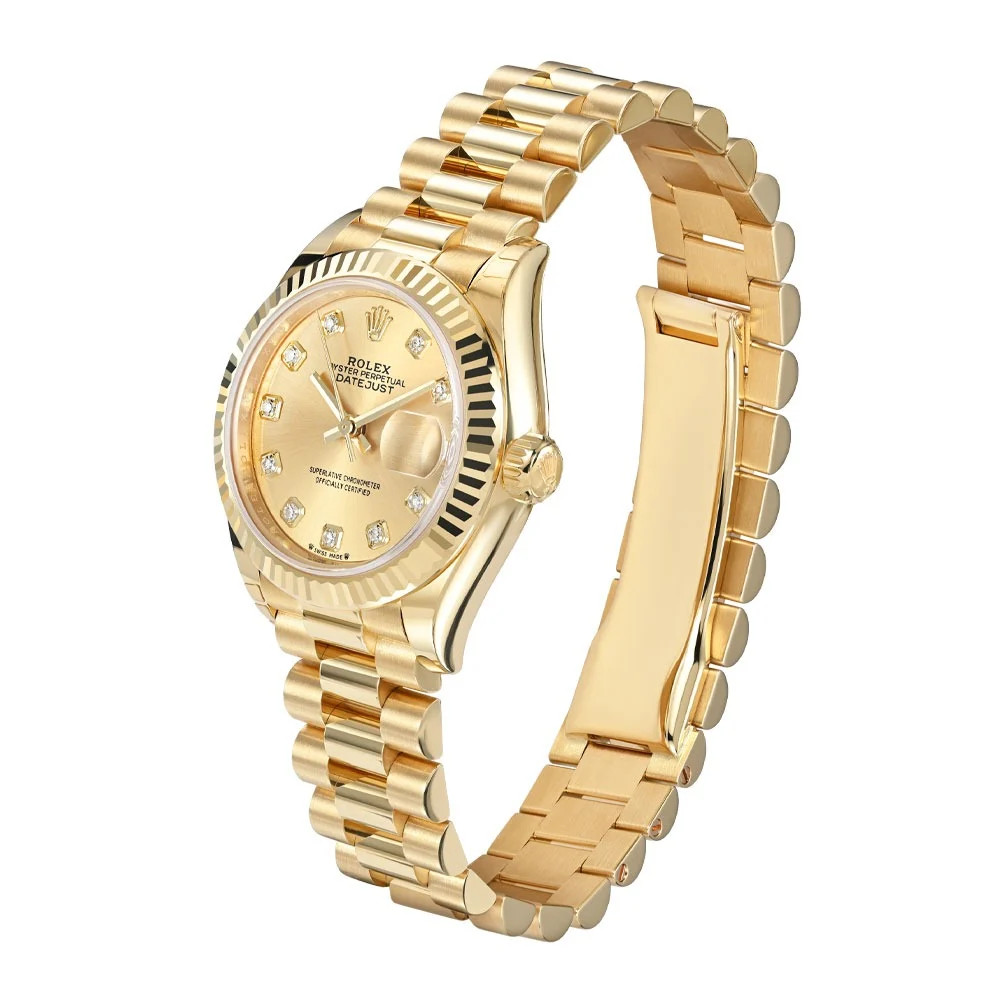 Rolex Datejust 28 Watch 28MM Champagne Diamond Index Markers Dial Yellow Gold image 2