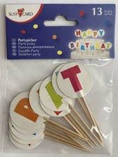 1x Partypicker "Happy Birthday" 13er Deko Mini Stäbchen