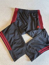 Adidas Boys Large 14-16 Track Pants Black Red 3 Stripe Tricot Athletic Youth Exc