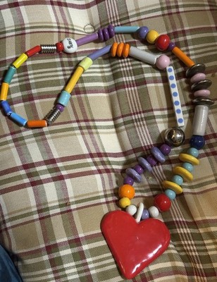 Ruby Z Ceramic Necklace Candace Loheed Colorful Beads And Red Heart