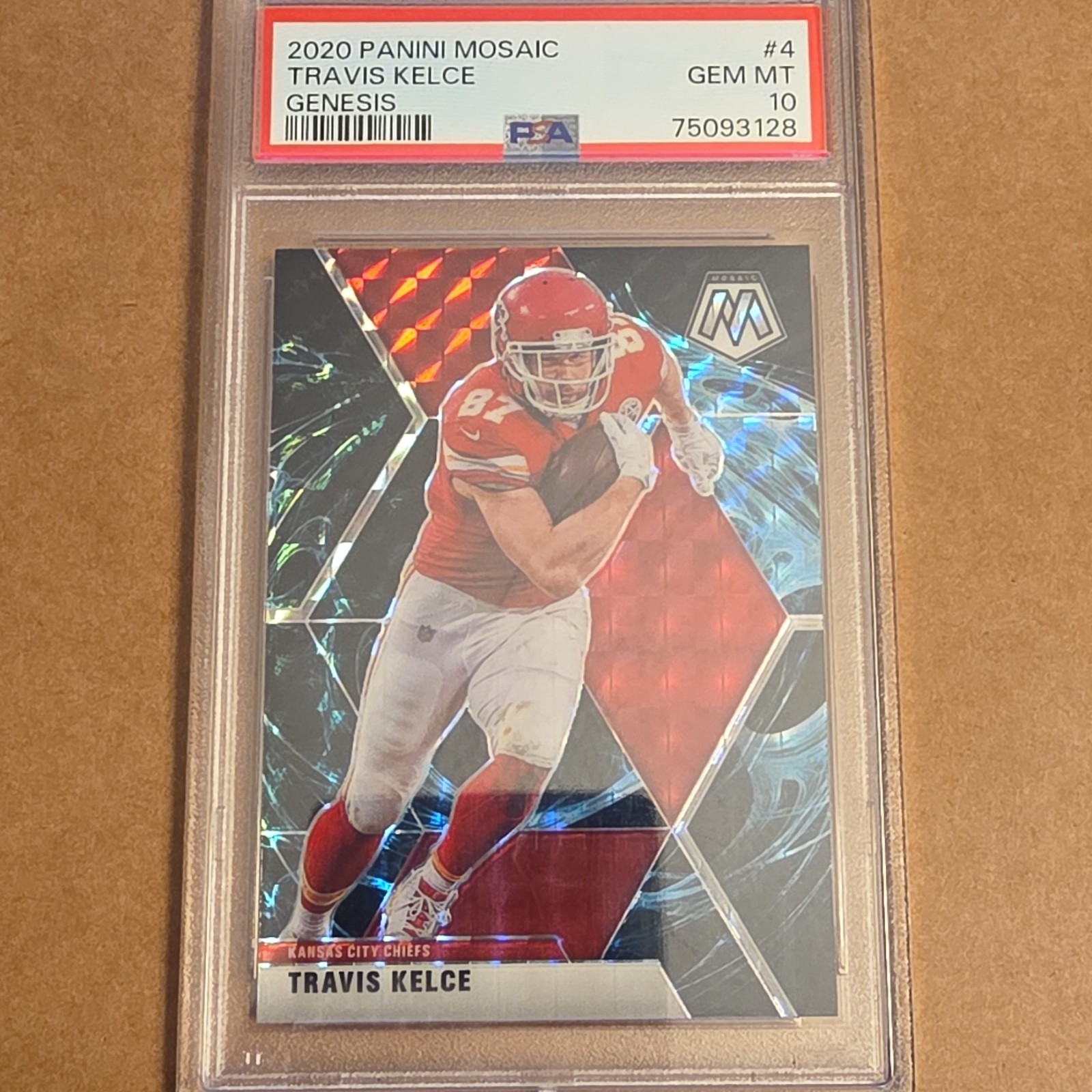 Panini 2020 Mosaic Travis Kelce Chiefs #4 Genesis PSA 10 NFL Football