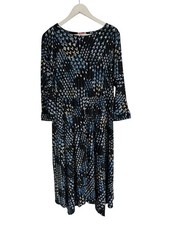 Monsoon Patterned Dress Long Sleeve Midi Angeline Arrow Print Hanky Hem £65 M 12