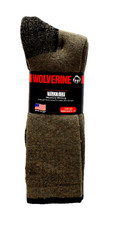 Wolverine Men's Ultra Dri Crew Socks 2 Pair Pack One Size Brown Blue USA New 