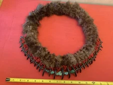 1890s Native American  Otter fur /30 claws/ turquoise  Necklace Fantastic Piece!