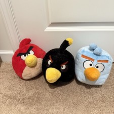 Angry Birds Commonwealth Plush Bundle Ice Cube Black Red Lot of 3 Medium Sized