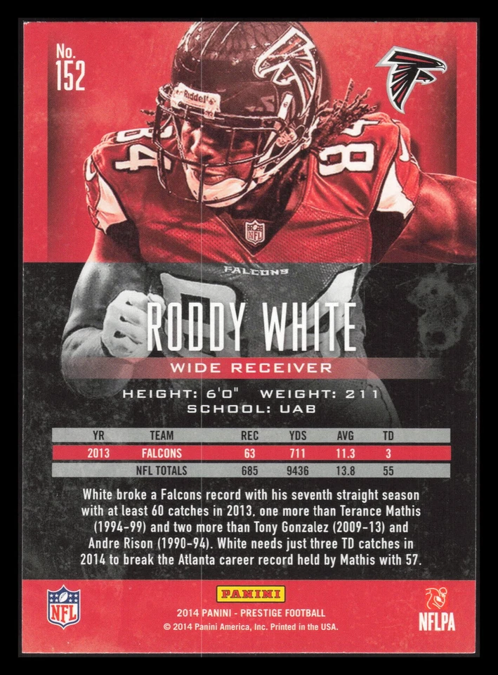 2014 Panini Prestige #152 Roddy White Atlanta Falcons - Image 2 of 2
