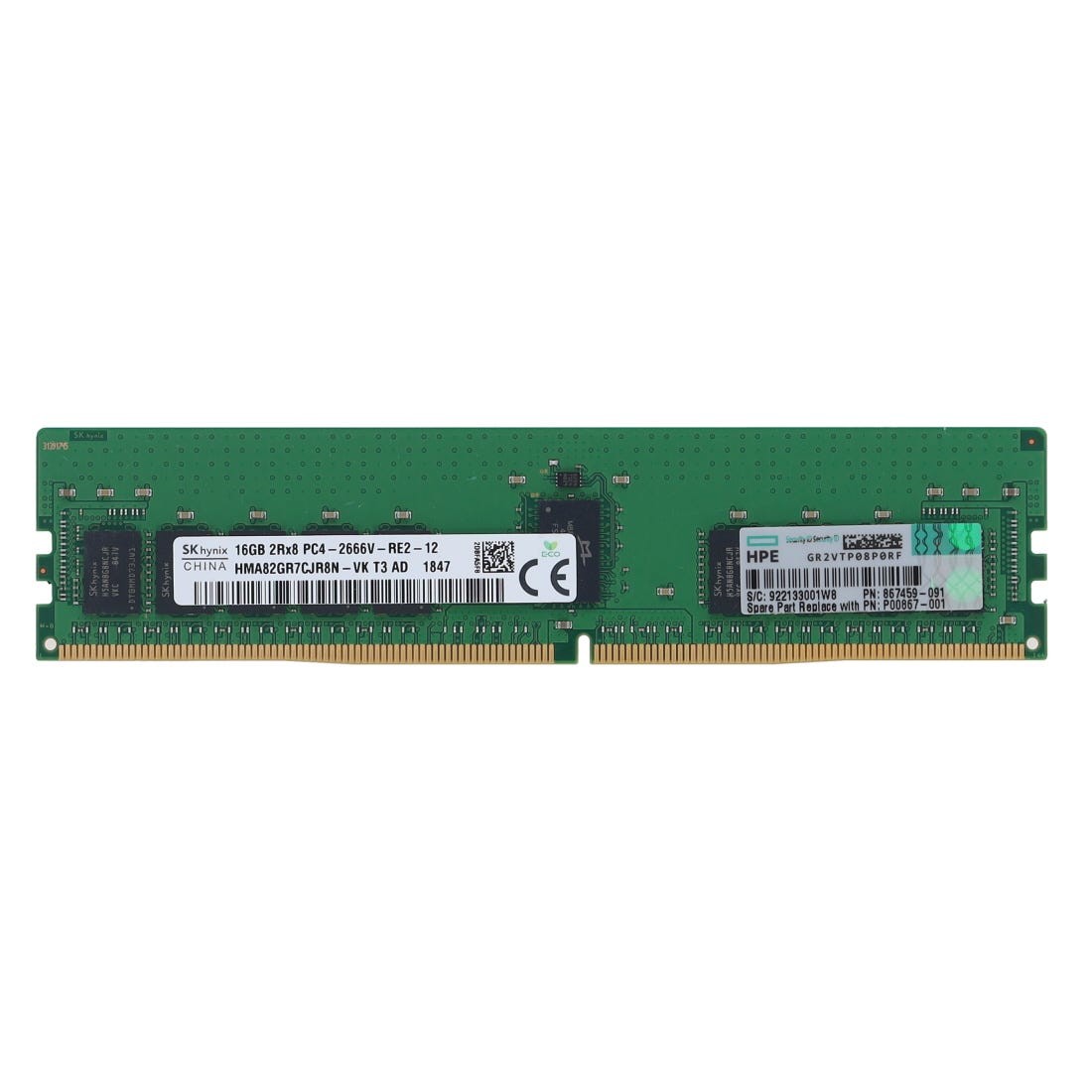 HP P00423-B21-2666 16GB 2Rx8 PC4-19200T-R (DDR4-2400MHz) RAM - 1yr Wty