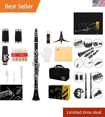 High-Quality Ebonite Bb Clarinet - Built for Professionals, 10 Reeds Included
