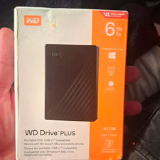 WD WD Drive PLUS 6TB Portable External HDD USB-C/USB-A Black Password