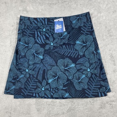 RipSkirt Skirt Womens L Blue Floral A-Line Short Pockets Lined Polyester Spandex