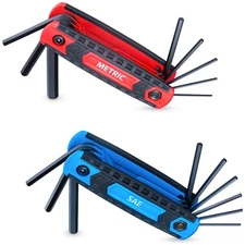 17-Piece Premium Folding Hex Key Wrench Set, Metric 1.5mm - 8mm, SAE 5/64” - ...