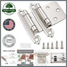 Surface Mount Cabinet Hinges in Brushed Nickel, 20 Pack with Silicon Bumpers